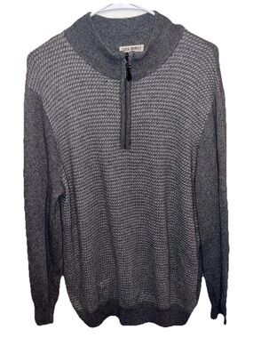 Luca Nobili Mens Wool Cashmere Blend Quarter Zip Houndstooth Sweater Size XL EUC